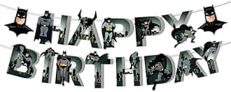 Festiko® Superhero Birthday Party Supplies for Kids, Superhero Party Decorations, Birthday Decorations, Happy Birthday Banner (Black)