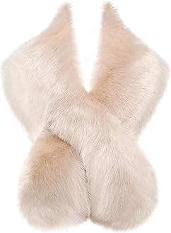 BABEYONDWomens Faux Fur Collar Shawl Faux Fur Scarf Wrap Evening Cape for Winter Womens Coat
