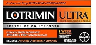 - Lotrimin Ultra 1 Week Athlete's Foot Treatment, Prescription Strength Butenafine Hydrochloride 1%, Cures Most Athlete’s Foot Between Toes, Cream, 1.1 Oz