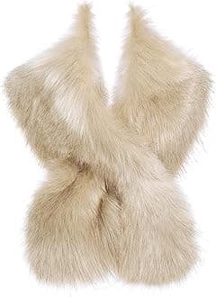 Womens Faux Fur Collar Shawl Faux Fur Scarf Wrap Evening Cape for Winter Womens Coat