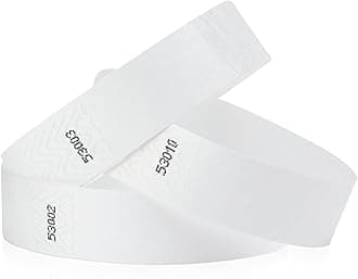 WristCo White 3/4" Tyvek Wristbands - 200 Pack Paper Wristbands for Events