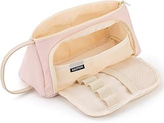 EASTHILL Polyester Big Capacity Pencil Case High Large Storage Pouch Marker Pen Case Simple Stationery Bag School College Office Organizer For Teens Girls-Pink