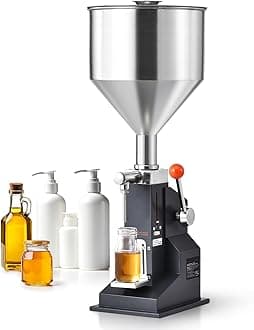 VEVOR Manual Paste Liquid Filling Machine, 5-50ml Adjustable Bottle Filling Machine, Stainless Steel Liquid Filler with 10L Hopper for Milk Water Juice Shampoo Honey