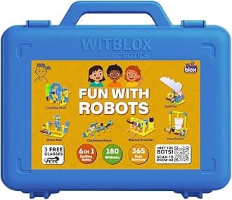 WitBlox Fun with Robots 6in1 Moving Robot Plug Fit Modular Electronics Circuits for Motors & Machines STEM Experiments Birthday Robotics Kits Gift Toys for Boys, Girls & Kids Age 8 9 10 11 12