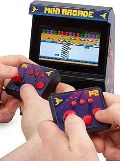 Mini Arcade Machine, handheld console, Plug and Play TV Games, 2 Player, 300 In-Built Games, 8-Bit Retro Arcade Games, 4.3” Full Colour Screen, 2 x Wireless Joysticks, for Men and Women - Thumbs Up!