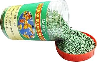 MASHKI Super Spirulina Fish Pellet Food For All Tropical Fish And Aquarium Fish For Growth Color&Health Enhancing Formula For All Stages Of Fish (Seafood) Fish Food For Aquarium,Young Adult,1 Count