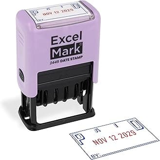 2445 Date Stamp with Text - Blue and Red Ink (Violet Mount, Paid)
