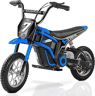 Electric Dirt Bike,350W Motorcycle for Kids with Tail Lights,Music & Bluetooth,15.5 mph & 150lb Max,Chain-Driven Motor, Twist-Grip Throttle & Hand-Operated Rear Brake,12" Air-Filled Tires-Navy