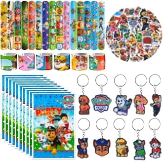 Pianocean Cute Puppy Party Bag Fillers, 85PCS with Slap Bands, Sticker, Keychain, Party Bags, Kids Birthday Party Bag Filler