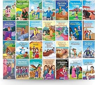 Story Books for Kids - World Classic (Abridged) (Set of 28 Books) (Illustrated) - Jane Eyre, Black Beauty, Alice in Wonderland, Jungle Book, Great Expectations, A Christmas Carol - Age 6 Paperback – 6 August 2024