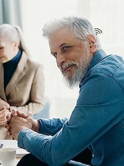 Nano Rechargeable Touch Hearing Aids for Seniors and Adults Severe Hearing Loss with Noise Cancelling,Easy Volume Control,Blue & Red Pair With Portable Charging Case,Suitable Gift for Elders