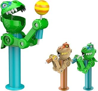 HDLNKAK 2 Pcs Dinosaur Lollipop Holder for Kids, Easter Lollipop Case, Creative Press-to-Store Toy & Fun Gift for Toddlers Over 3 Years Old (Green & Brown)