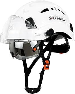 Industrial Safety Helmet with Visor ABS Hard Hat with Visor Adjustable Ventilation Hardhats Construction Head Protection ANSI Z89.1
