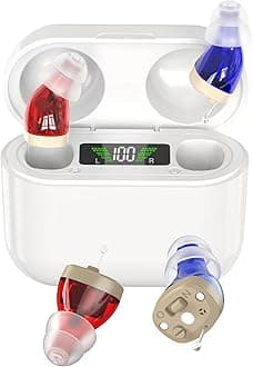 Rechargeable In-Ear Digital Sound Enhancers - Discreet, Lightweight Audio Amplification Devices with Noise Reduction, Power Display, and Long Battery Life (Pair)
