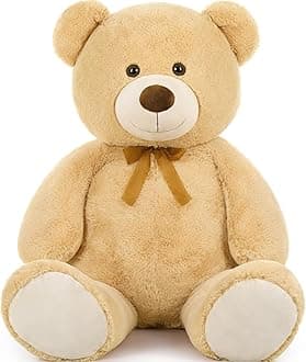 Tezituor Giant Teddy Bear Stuffed Animal 51in, Big Stuffed Bear Plush for Baby Shower, Huggable Large Teddy Bear Gift for Kids, Girlfriend on Birthday, Valentine, Christmas(Tan)