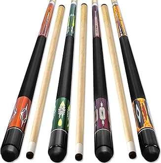 Kmise Pool Cue Stick, 58'' Snooker Play Cue Professional Billiard Sticks 18,19,20,21,22 Oz 2-Piece for Pool Table Sports (Yellow, Maple Wood)